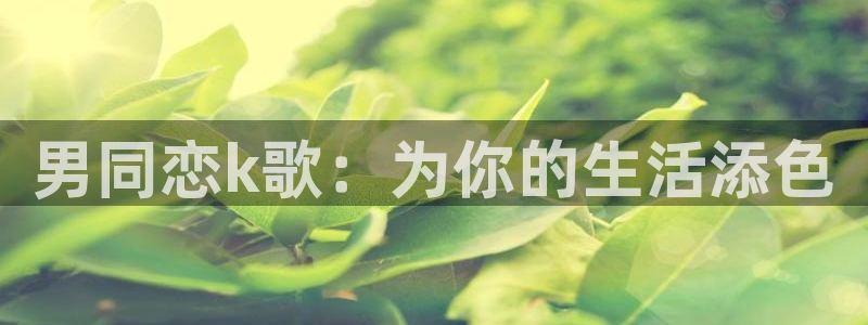 漫画大全动漫屋：男同恋k歌：为你的生活添色